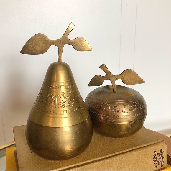 Vintage Brass Apple & Pear Trinket Dishes - Picture 7 of 8